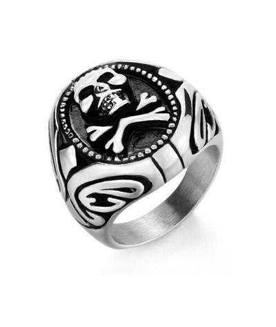 Bague Tête de Mort <br>Chevalière Jolly Roger (Acier)