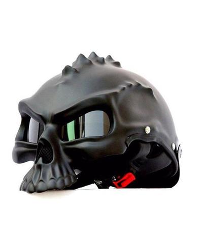 Casque Moto Tête de Mort Crânien Noir Matte