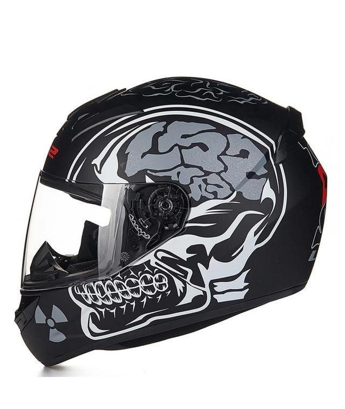 Casque Moto Tête de Mort Intégrale Cerveau Zombie