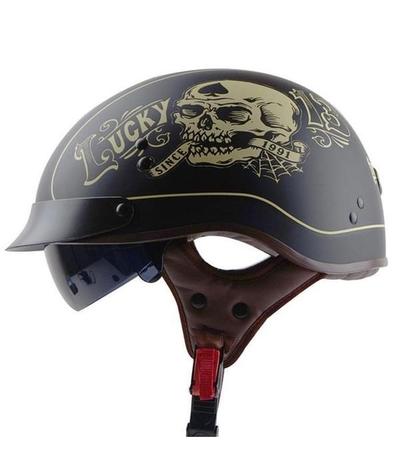 Casque Moto Tête de Mort Vintage Lucky