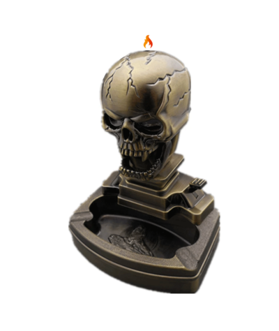 Cendrier et Briquet En Forme de Tête de Mort