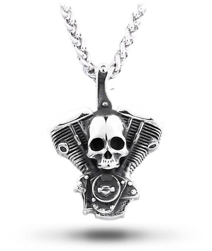 Collier Tête de Mort Motard (Acier)
