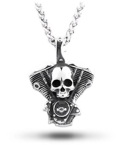 Collier Tête de Mort Motard (Acier)