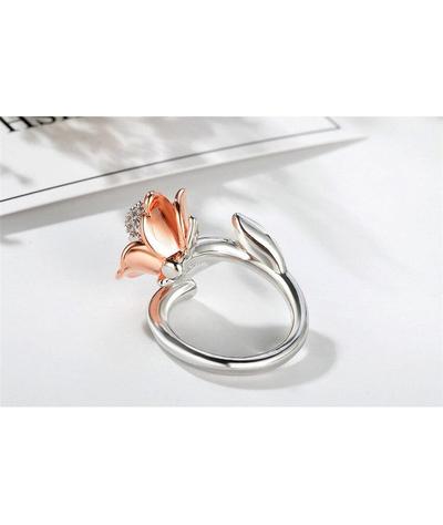 Bague Tête de Mort Femme <br>Crâne dans Fleur (Argent)-Calaveras