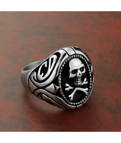 Bague Tête de Mort <br>Chevalière Jolly Roger (Acier)-Calaveras