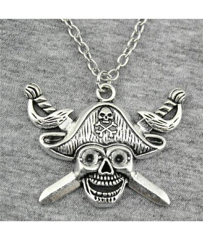 Collier Tête de Mort Pirate Epée (Argent)-Calaveras