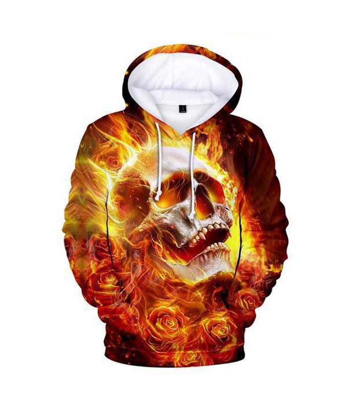 Sweat Tête de Mort Crâne Enflammé